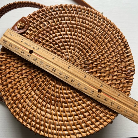 Woven Wicker Crossbody Purse Sustainable Hippie Folk Summer Bag - Picture 5 of 6